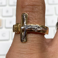 Two-Tone Crucifix Ring (14K)
