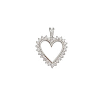 White CZ Halo Heart Outline Pendant (Silver)
