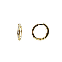 Yellow Gold Svelte Channel CZ Earrings (14K)