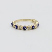 Cubic Zirconia Enamel Evil Eye Ring (14K)