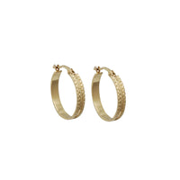 Greek Design Diamond-Cut Hoop Earrings (14K)
