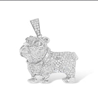Iced-Out Bulldog Pendant (Silver)