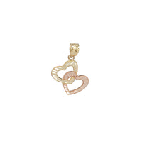 Tri-Tone Diamond Cut Double Heart Pendant (14K)