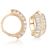 Baguette CZ Huggie Earrings (14K)