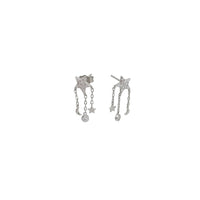 Zirconia Moon & Star Stud Dangling Earrings (Silver)
