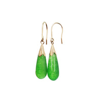 Yellow Gold Jade Teardrop Earring (14K)