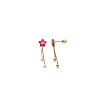 Cubic Zirconia Flower Stud Earrings (14K)