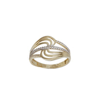 Two-Toned CZ Helical Wave Ring (14K)