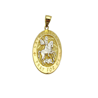Two-Tone Oval "Saint George" Medallion Pendant (14K)