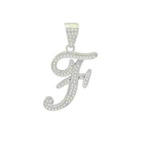 Cubic Zirconia Script Letter Pendant (Silver)