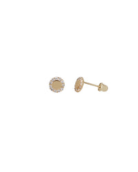 Cubic Zirconia Round Stud Earring (14K)
