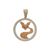 Zirconia Fox Round Pendant (14K)