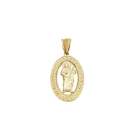 Oval Greek Key Frame Saint Jude Pendant (14K)