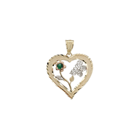 Rose & Butterfly Heart Pendant (14K)