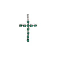 Green Color Fancy Halo Cross Pendant (silver)