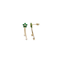 Cubic Zirconia Flower Stud Earrings (14K)