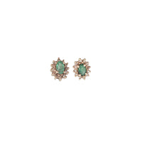 Oval Emerald Diamond Halo Stud Earrings (14K)