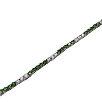 Green & White Cubic Zirconia Tennis Bracelet (Silver)