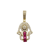 Zirconia Iced-Out Hamsa Hand Pendant (14K)