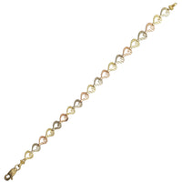 Tricolor Diamond-cut Heart Fancy Lady Bracelet (14K)