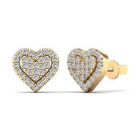 Diamond Heart Stud Earrings (14K)