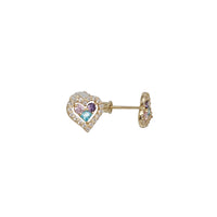 Zirconia Heart Stud Earrings (14K)