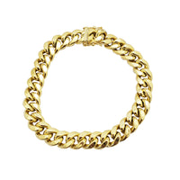 Solid Box Lock Miami-Cuban Link Bracelet (10K).