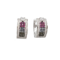 Five Row Multi Color Huggie Earrings (14K)