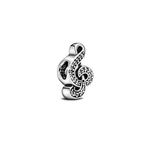 Zirconia Treble Clef Bracelet Slider Charm (Silver)