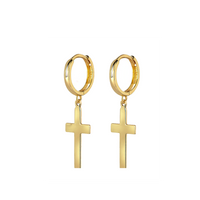 Plain Cross Huggie Earring (14K)
