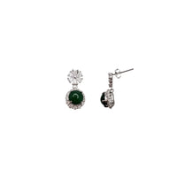 Cubic Zirconia Jade Stud Earrings (Silver)