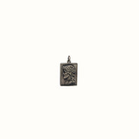 Textured Halo Jesus Head Square Pendant (Silver)