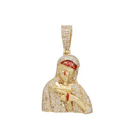 Diamond Jesus Head Pendant (14K)