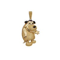 Cubic Zirconia Laughing Dog Pendant (14K)