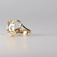 Heart & Flower Accent Initial/Letter Ring (14K)