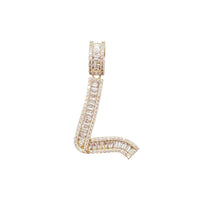 Zirconia Baguette Cursive Initial Letter Pendant (14K)
