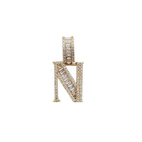 Zirconia Baguettes Initial Letter Pendant (14K)