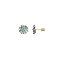 Cubic Zirconia Flower Stud Earrings (14K)