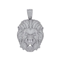 Lion Head CZ Pendant (Silver)