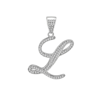 Cubic Zirconia Script Letter Pendant (Silver)