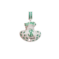 Iced-out Money Bag Pendant (Silver)