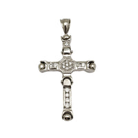 White Gold CZ Motion Cross Pendant (14K)