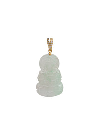Diamond Guanyin Jade Pendant (14K)