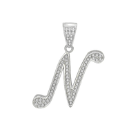 Cubic Zirconia Script Letter Pendant (Silver)