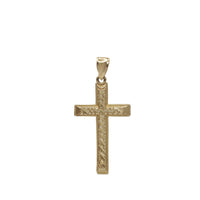 Diamond-Cut Nugget Cross Pendant 10K