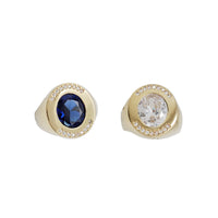 Cubic Zirconia Oval Men Ring (14K)