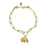 Paper Clip Link Dangling Charm Bracelet (14K).