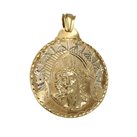 Jesus Head Round Medallion Pendant (14K)