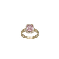 Birthstone Emerald-Cut CZ Halo Cuban Ring (14K)