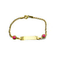 Pink Happy Face Rolo Baby ID Bracelet (14K).